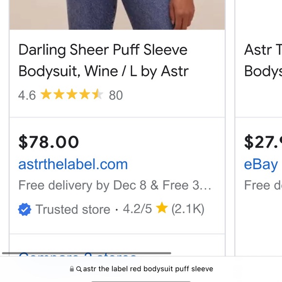 Red Puff Sleeve Bodysuit - Picture 5 of 5